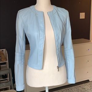 GUESS light blue leather zip jacket XS